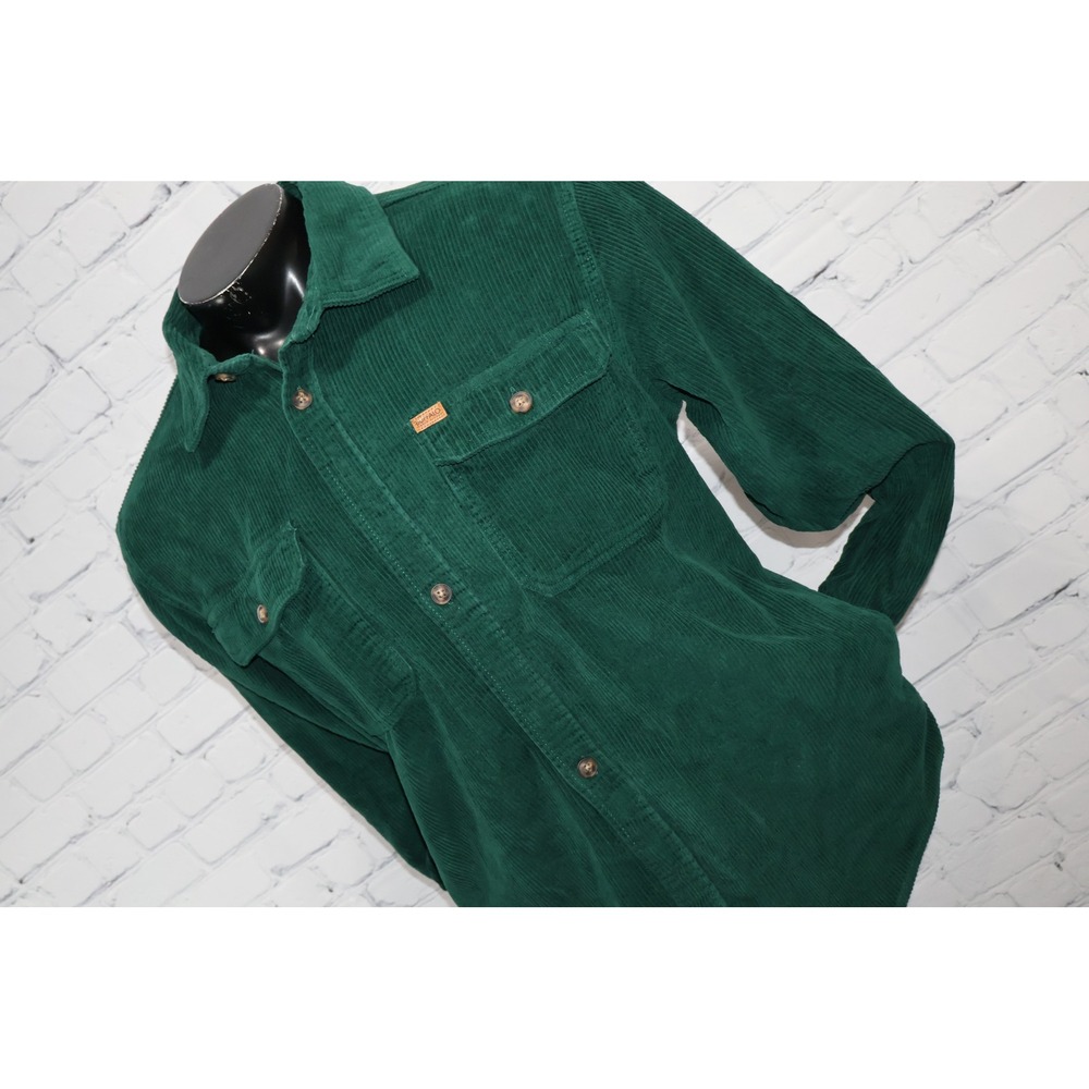 Buffalo David Bitton Button Up Shirt Men Large Green Corduroy With Pockets